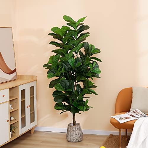 Fiddle Leaf Fig Tree 6ft Artificial Plant with Plastic Pot