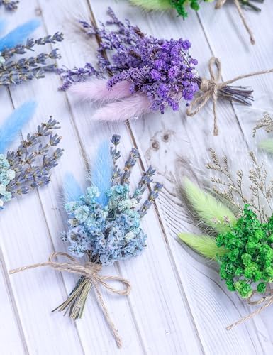 Xins Convey Mini Dried Flower Bouquet Set 12 Pcs Blue