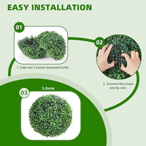 GarveeHome Artificial Topiary Balls 2 Pcs Outdoor Decor