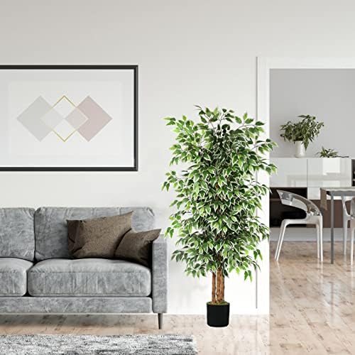 GTIDEA 6ft Artificial Ficus Tree with Natural Trunk