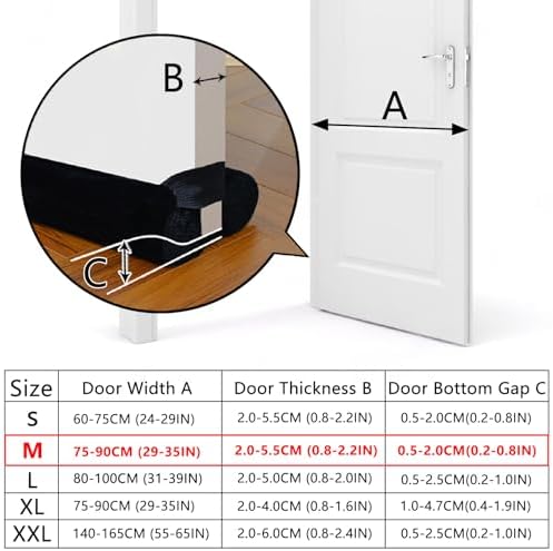 BKSAI Door Draft Stopper for 29-35 Inch Doors Black