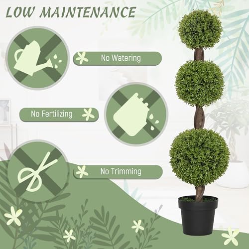 HOMCOM Artificial Topiary Plants Set of 2 Green Indoor Outdoor