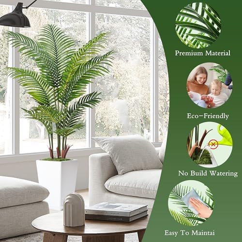 6FT Artificial Palm Tree White for Home Office Decor