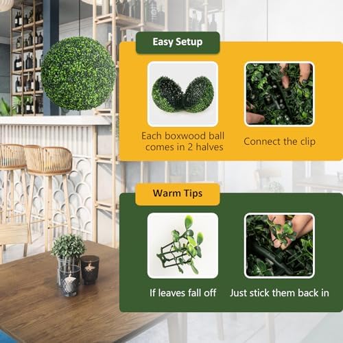 GOFLAME 2PCS 19 Inch Artificial Boxwood Topiary Balls