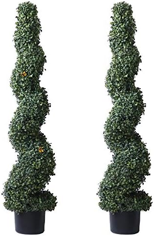 ALL SEASON GREEN 4 Spiral Boxwood Topiary Set of 2