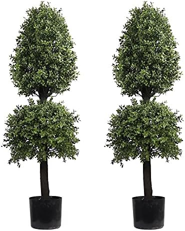 4ft Artificial Boxwood Topiary Tree 2 Pack Porch Decor