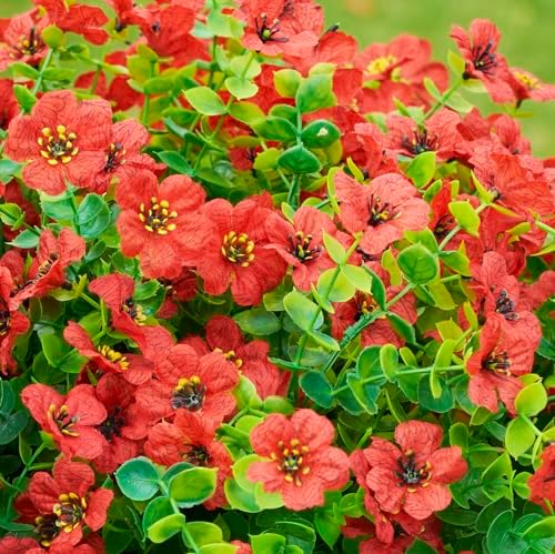 Artificial Flowers with Eucalyptus Leaves 12 Bundles Red
