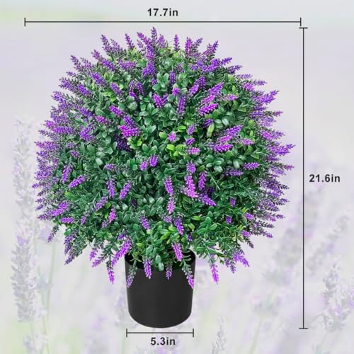 WAYNHUI Artificial Lavender Topiary Ball Trees Set of 2