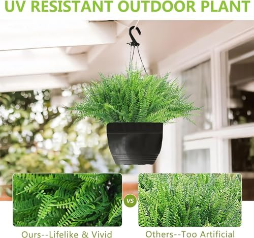 UV Resistant Lifelike Artificial Boston Fern Set of 2