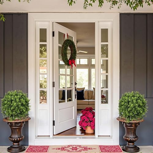 22 Inch Artificial Boxwood Topiary Tree 2 Pack