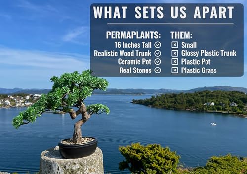 Premium Artificial Bonsai Tree 16 Inch Zen Decor