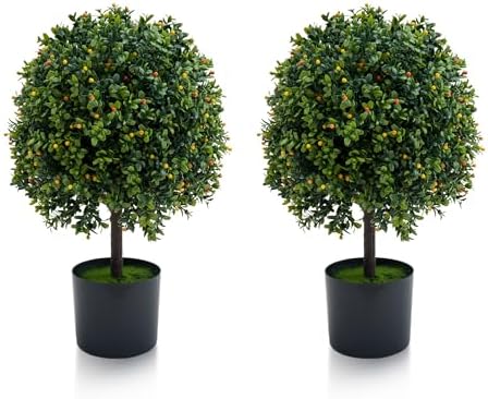 GarveeHome Artificial Topiary Trees Set of 2