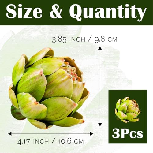 Gresorth 3 Pcs Artificial Artichoke Green Decoration