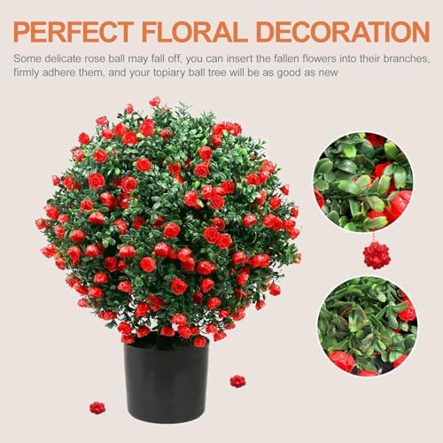 Homegroove 216 Tall Artificial Rose Topiary Set of 2
