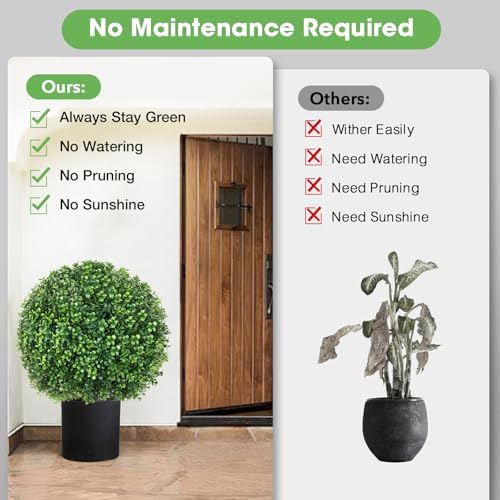 256 Inch Artificial Boxwood Topiary Ball Trees 2 Pack