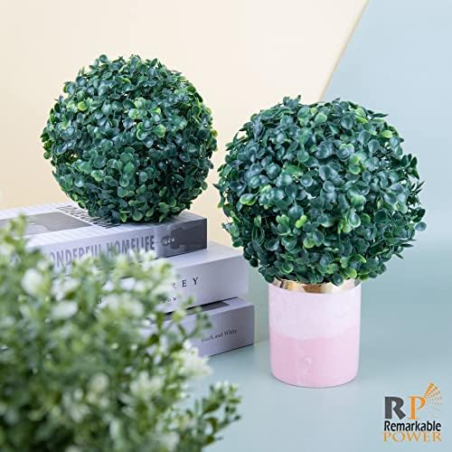 RP Remarkable Power 4 Pack 7 Inch Artificial Topiary Plant Ball Boxwood