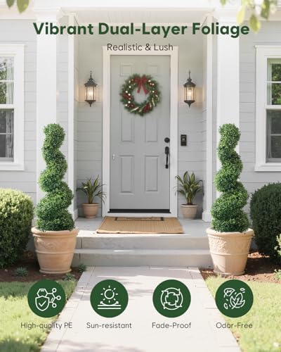 FutureNest Artificial Boxwood Topiary Trees 3ft 2 Piece Set