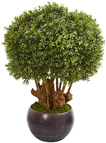 Nearly Natural 38in Boxwood Artificial Topiary Tree in Decorative Bowl