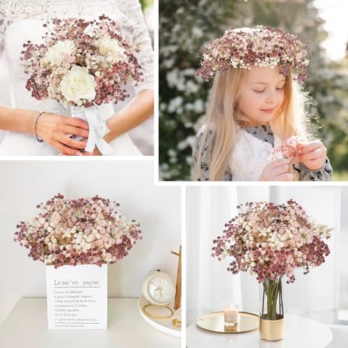 NT NIETING Artificial Baby Breath Flowers 10Pcs Pink Wedding Decoration