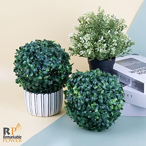 RP Remarkable Power 4 Pack 7 Inch Artificial Topiary Plant Ball Boxwood