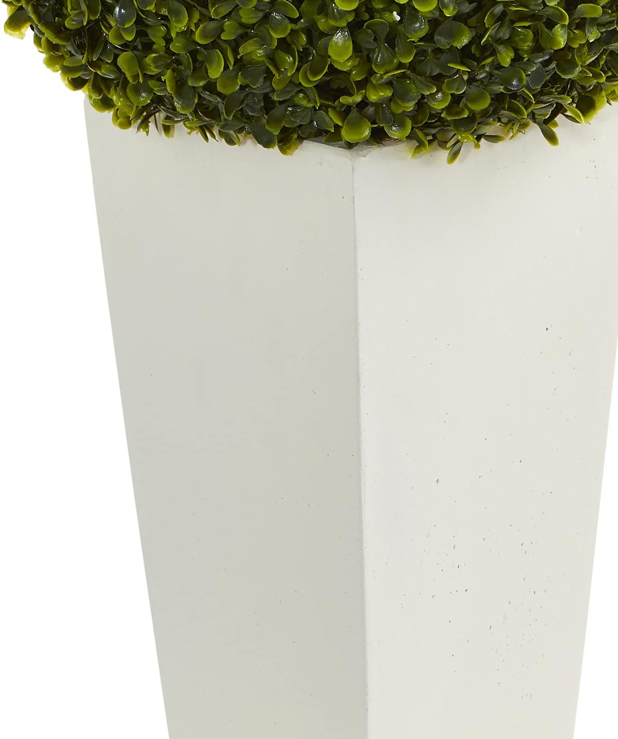 Nearly Natural 28in Boxwood Topiary Artificial Plant in White Tower Planter