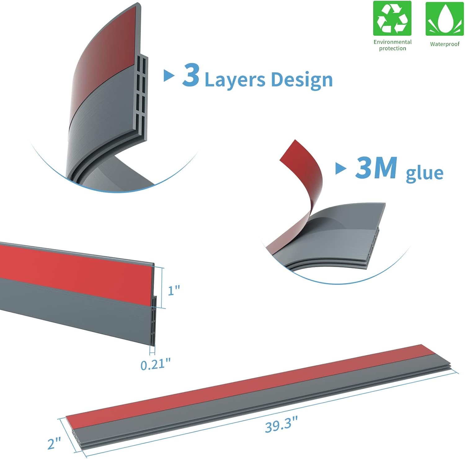 GroTheory 2 Pack Door Draft Stopper Grey