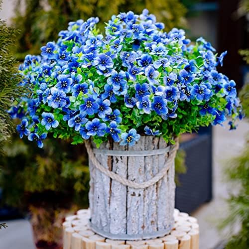 16 Bundle Artificial Flowers for Outdoor Decoration Blue