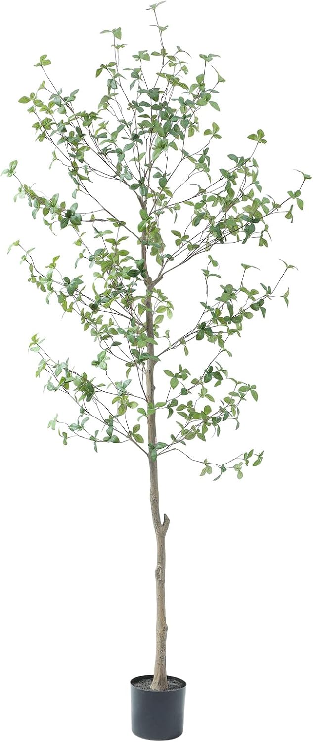 Bellacat 7ft Artificial Quince Leaf Tree with Realistic Trunk