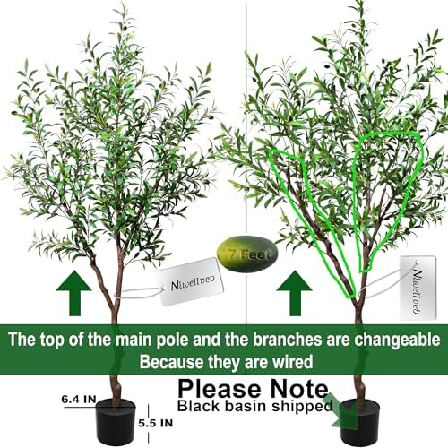 Niwellveb 7 Feet Artificial Olive Tree with Realistic Fruits