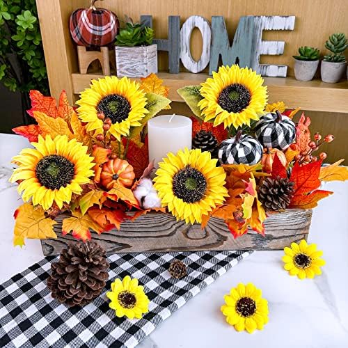 Winlyn 9-Pack Artificial Sunflower Stems for Vase Bouquets Centerpieces