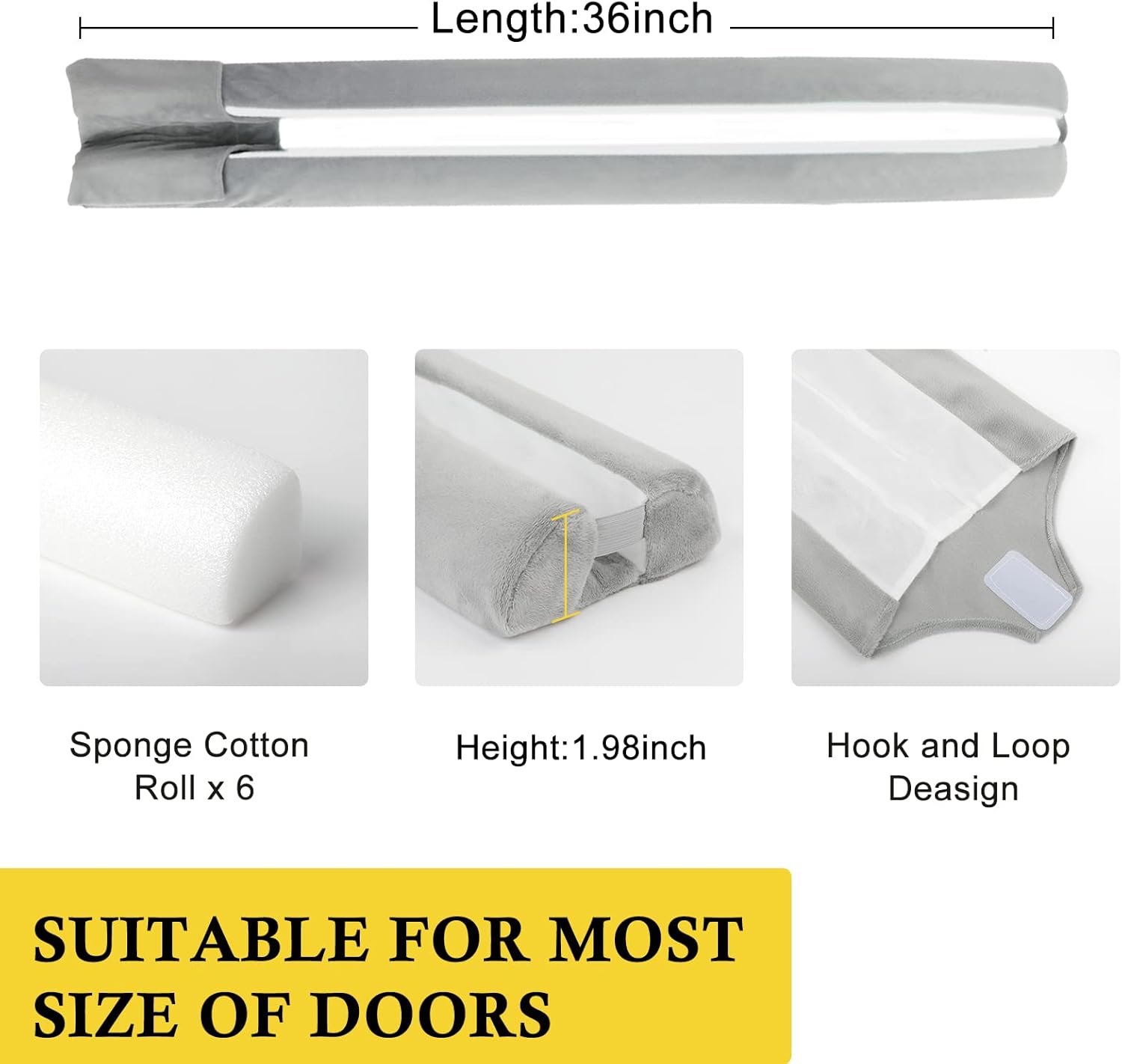 Fowong Door Draft Stopper 36 Inch Adjustable Soundproof Seal