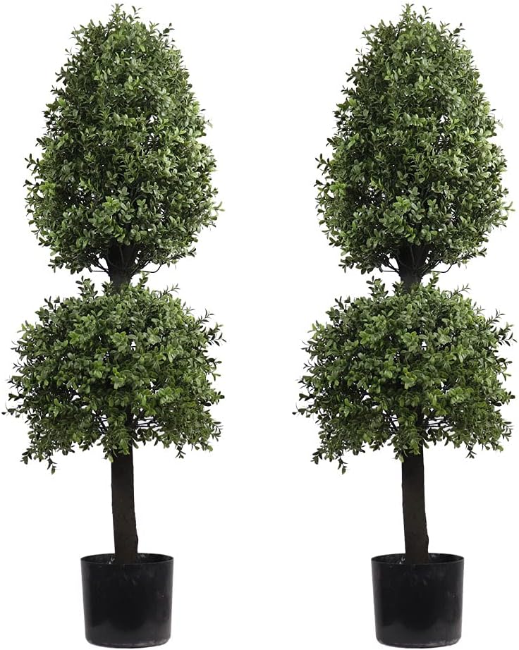 4ft Artificial Boxwood Topiary Tree 2 Pack Porch Decor