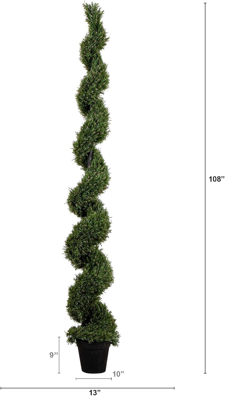 Nearly Natural 9ft UV Resistant Artificial Rosemary Spiral Topiary Tree