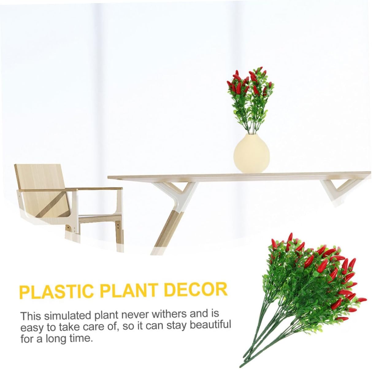 2Pcs Lifelike Artificial Chili Pepper Branches for Home Decor
