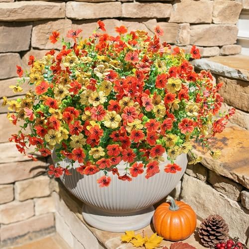 HyeFlora Artificial Fall Flowers Faux Mums Plants