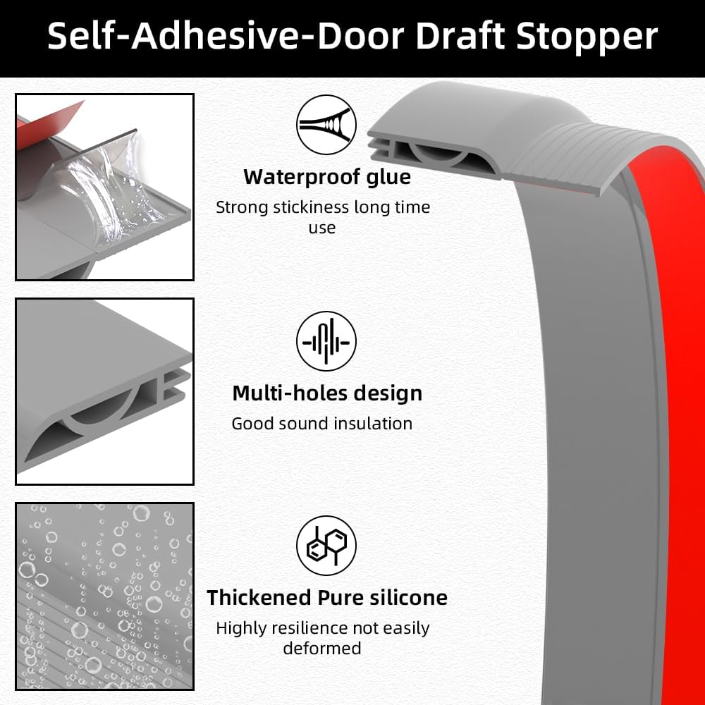 Ormestop Door Draft Stopper 78 Inch Grey