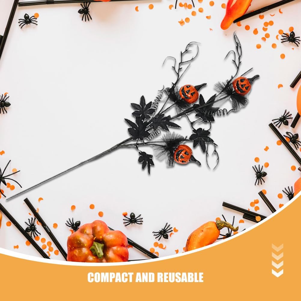 3pcs Artificial Maple Leaf Halloween Black Twigs Decor