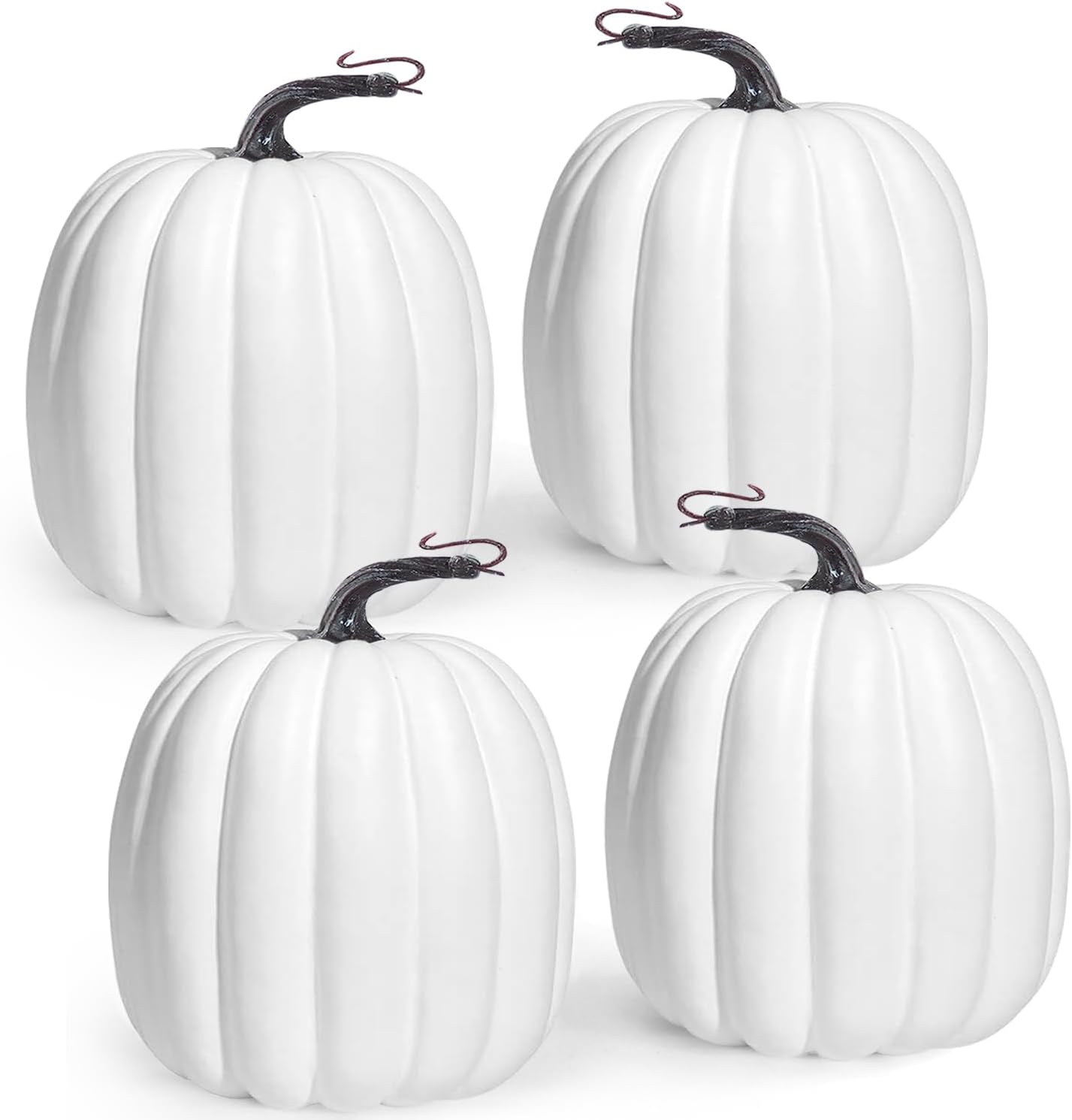 Artmag 6 Inch Artificial White Pumpkins 4PCS Fall Decor