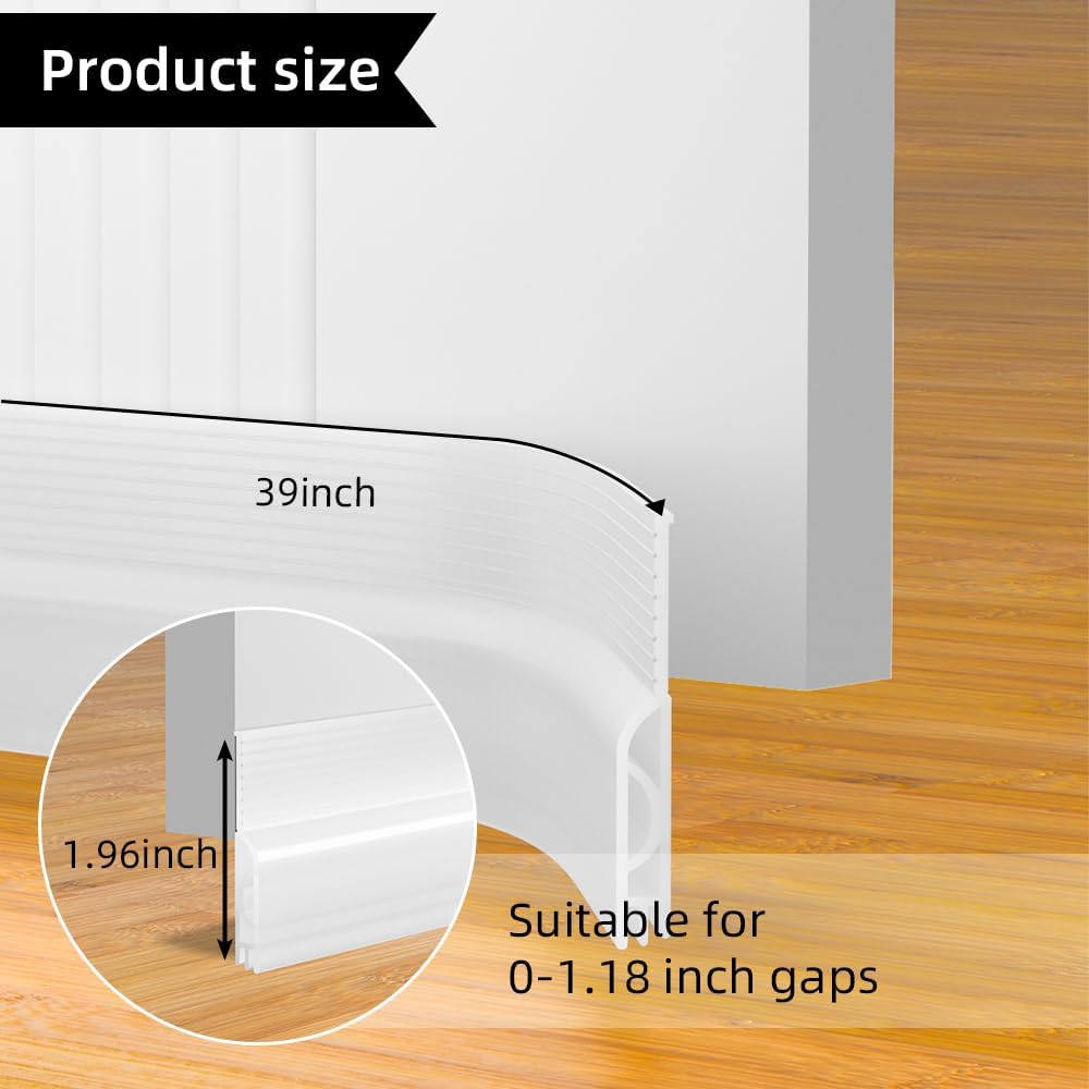 Ormein Door Draft Stopper 39 Inch Transparent Adjustable Seal