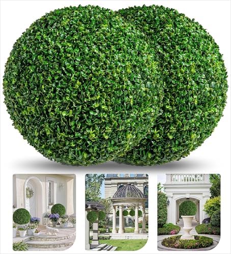 DANF 2 Pack Artificial Topiary Boxwood Balls 19 Inch Green