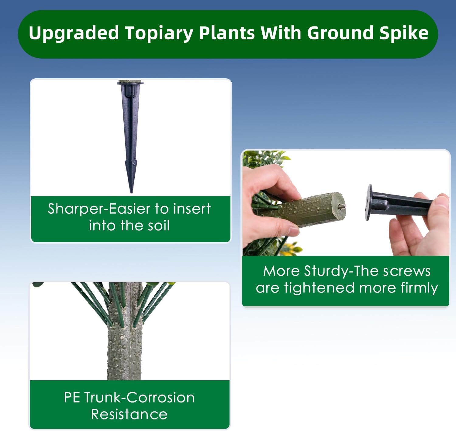 256 Inch Artificial Topiary Ball Tree Set of 2 with Ground Spike