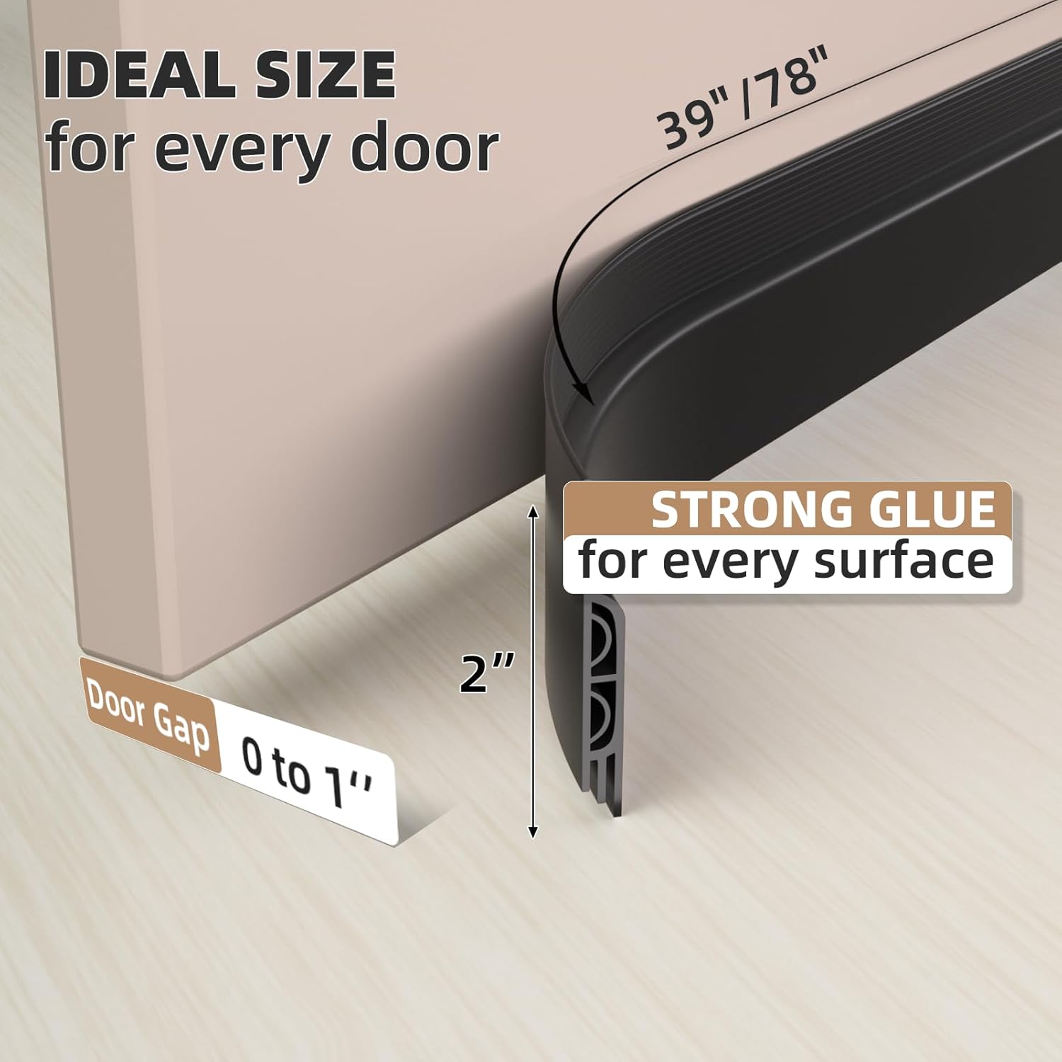KNEELISA 78 Inch Black Door Draft Stopper Soundproof Seal Strip