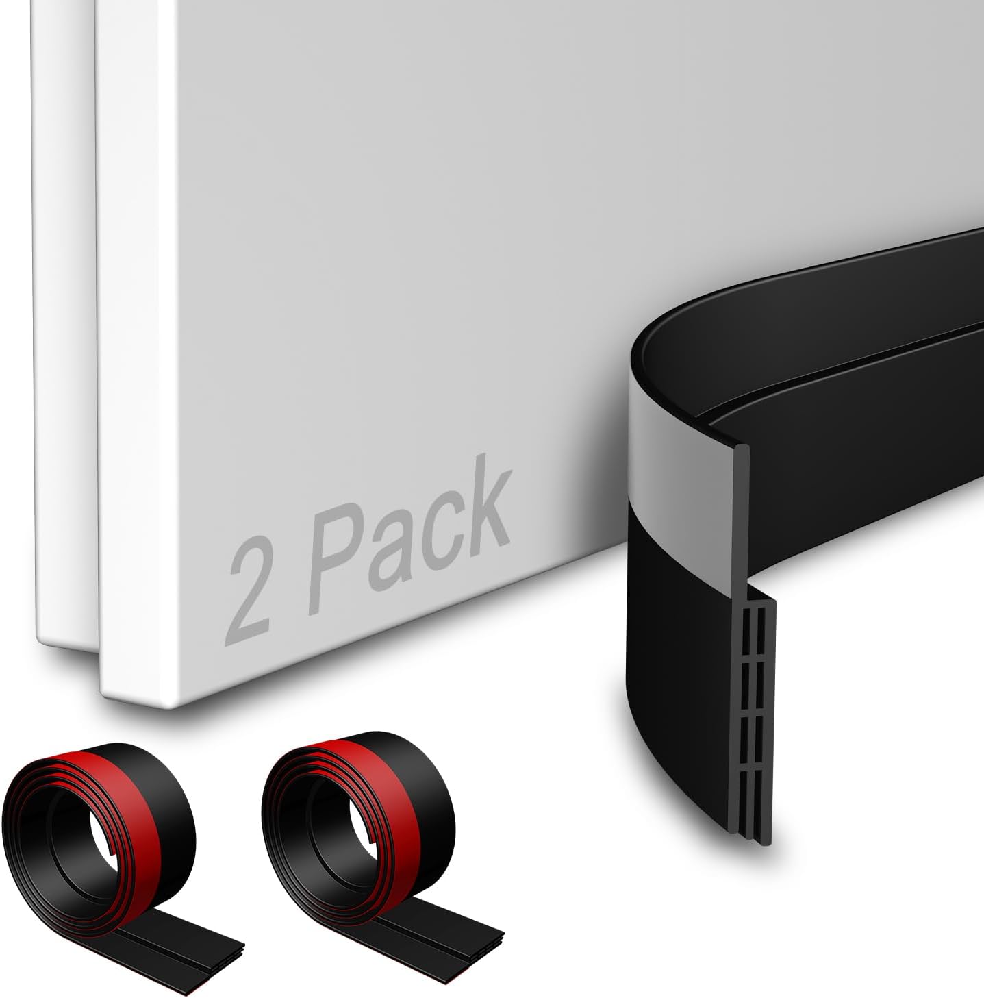 2 Packs Door Draft Stopper Black 393 Inch Weather Stripping Seal