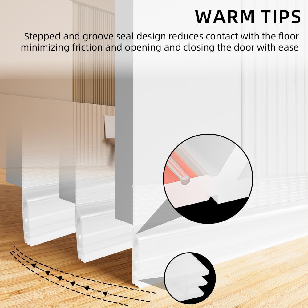 Ormein Door Draft Stopper 39 Inch Transparent Adjustable Seal