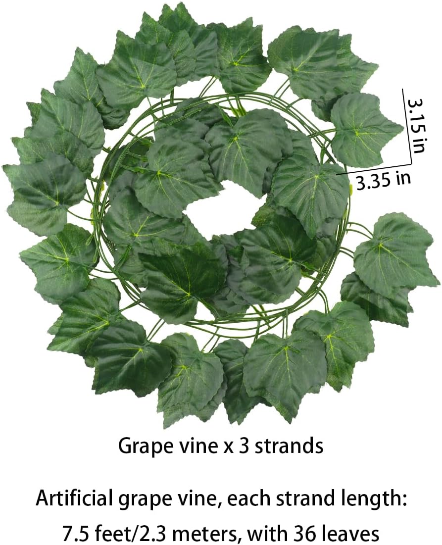 8 Bunches Artificial Grapes with 3 Grape Vines Hanging Decor