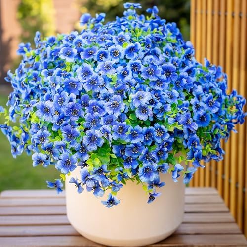 16 Bundle Artificial Flowers for Outdoor Decoration Blue