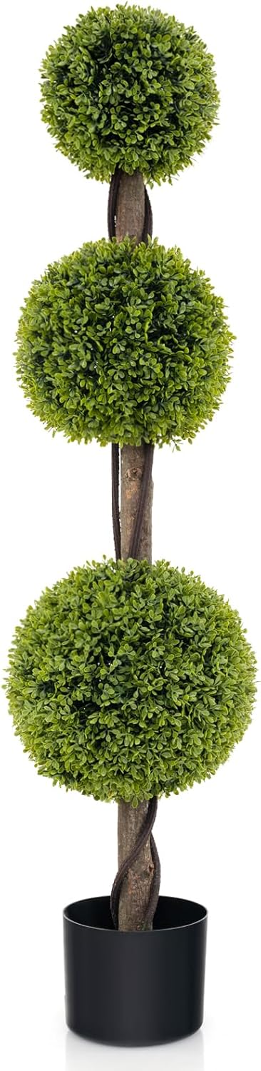 GOFLAME Artificial Topiary Tree 4FT Cement-Filled Pot