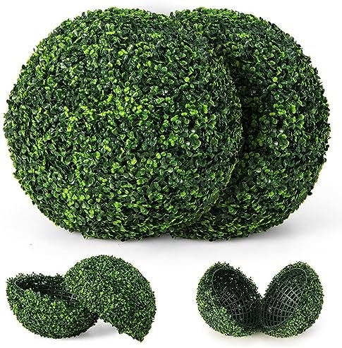 GOFLAME 2PCS 19 Inch Artificial Boxwood Topiary Balls