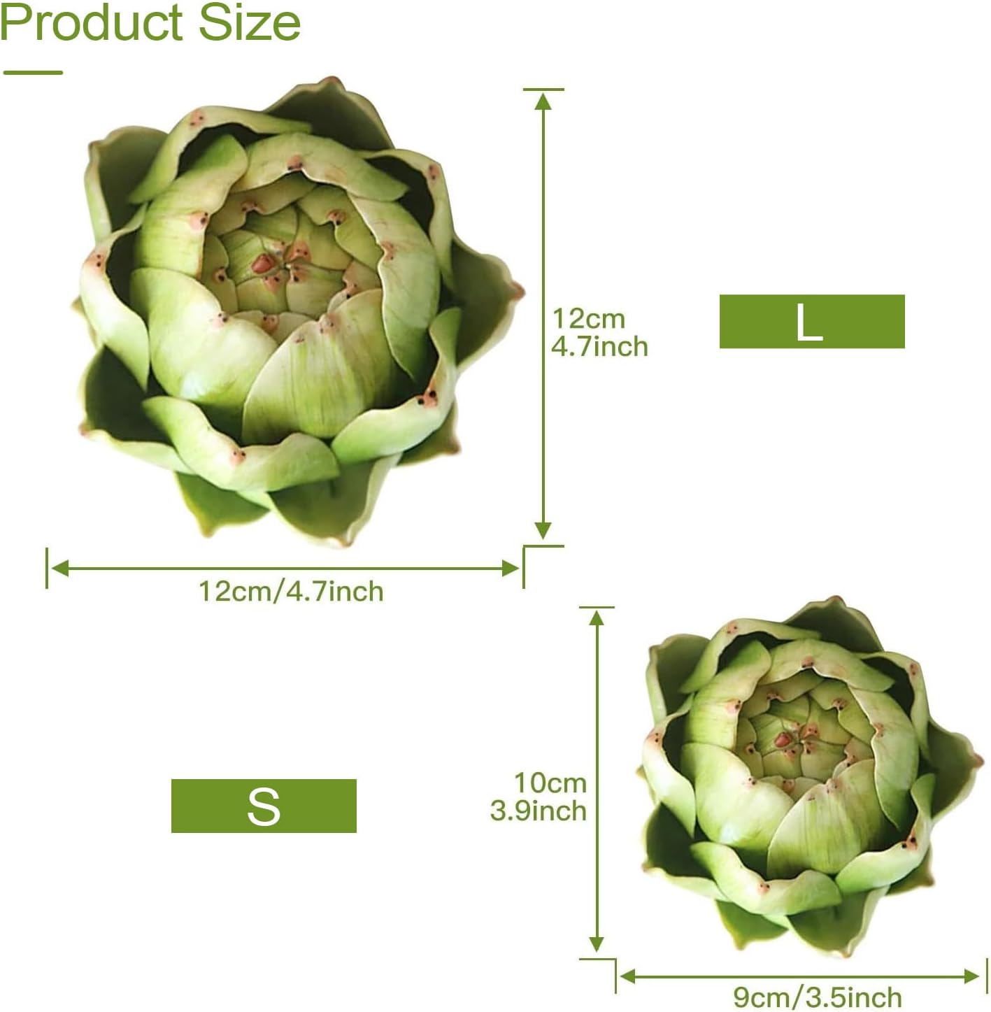 Premium Artificial Artichoke for Home Decor Green Small 3