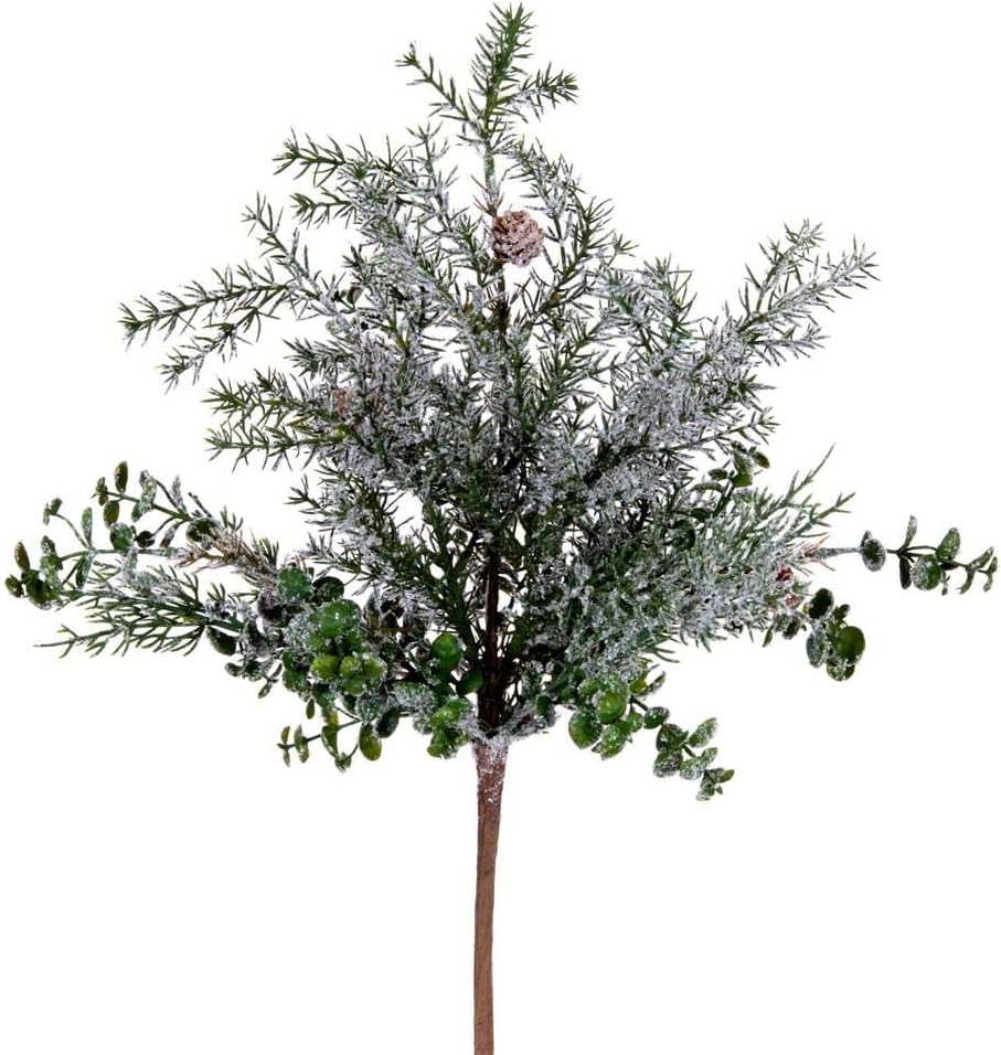 Vickerman 20 Inch Snow Cedar Eucalyptus Artificial Bush 2 Bag